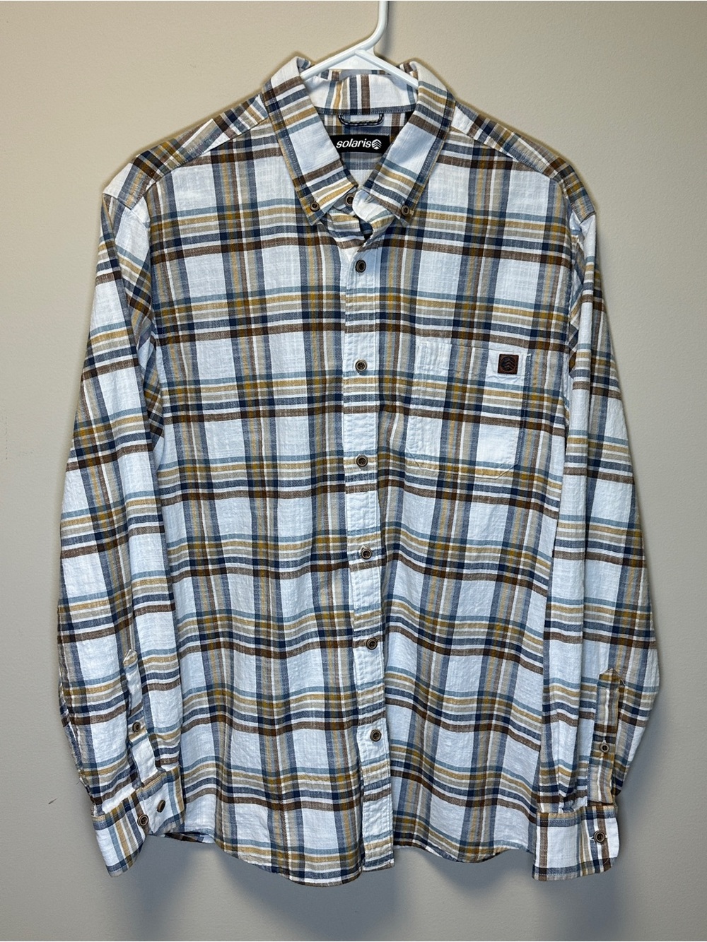 Solaris Men’s Large Plaid Button-Up Shirt – Long Sleeve Cotton